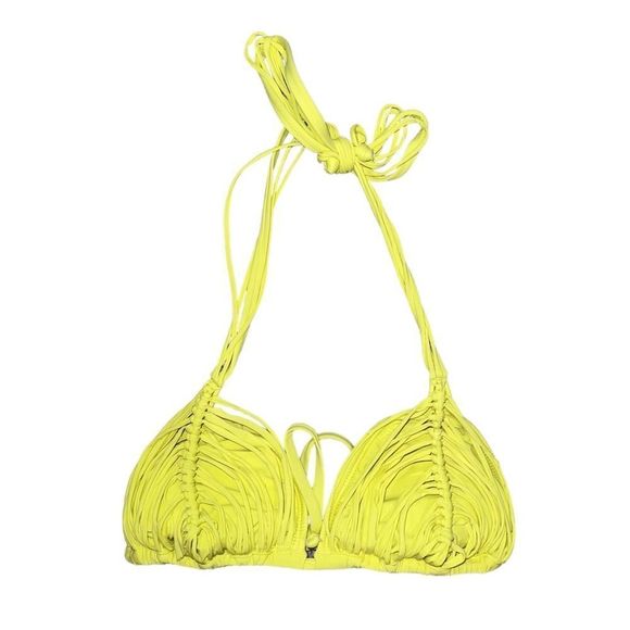 PilyQ Yellow Fringe triangle, Bikini Top NWOT - Picture 2 of 4